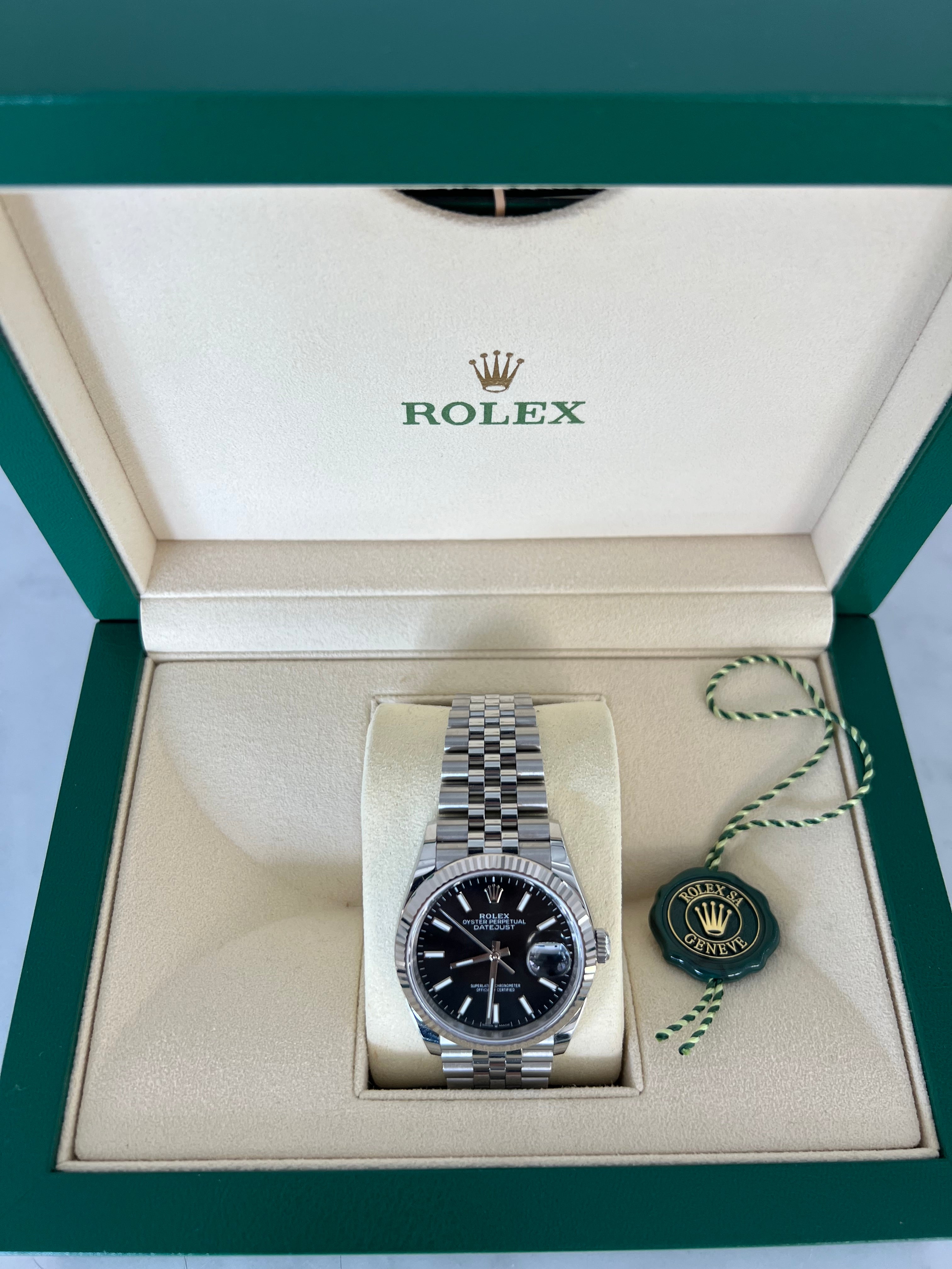 Rolex Datejust Stainless Steel Black Stick Dial Jubilee Bracelet 36mm 126234/2025