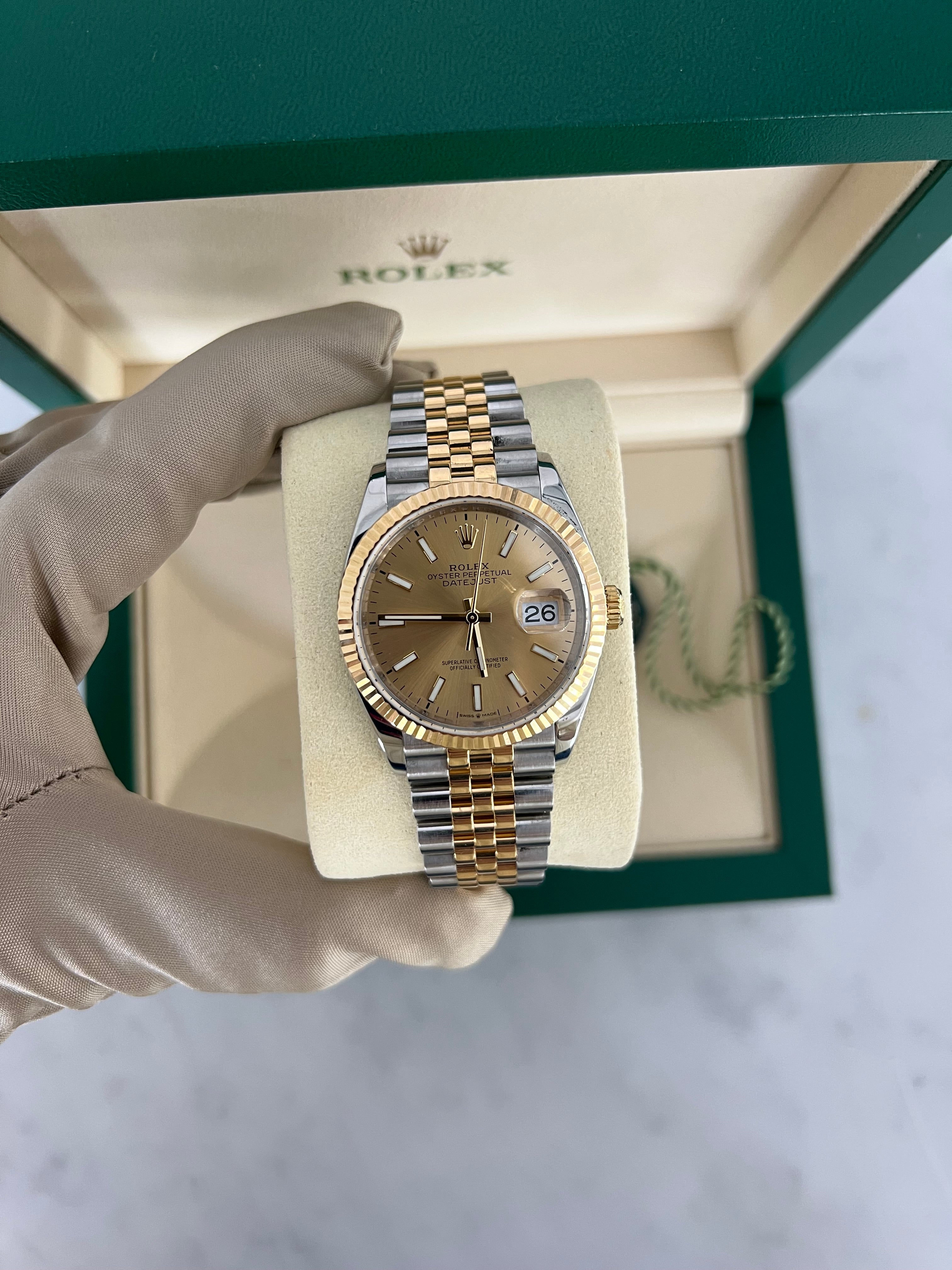 Rolex Datejust Two-Tone Yellow Champagne Dial Jubilee Bracelet 36mm 126233/2022