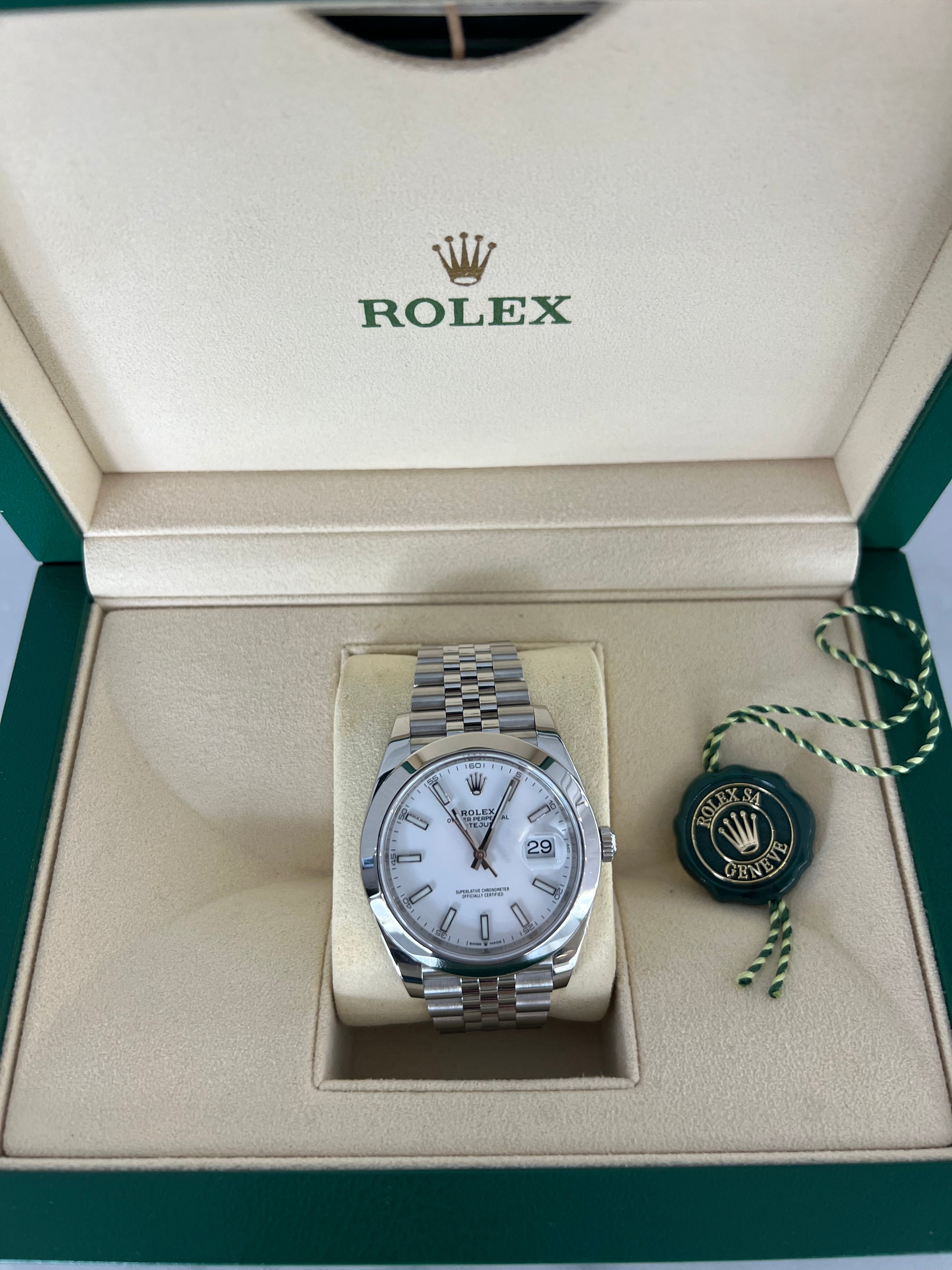 Rolex Datejust Stainless Steel White Stick Dial Jubilee Bracelet 41mm 126300/2020