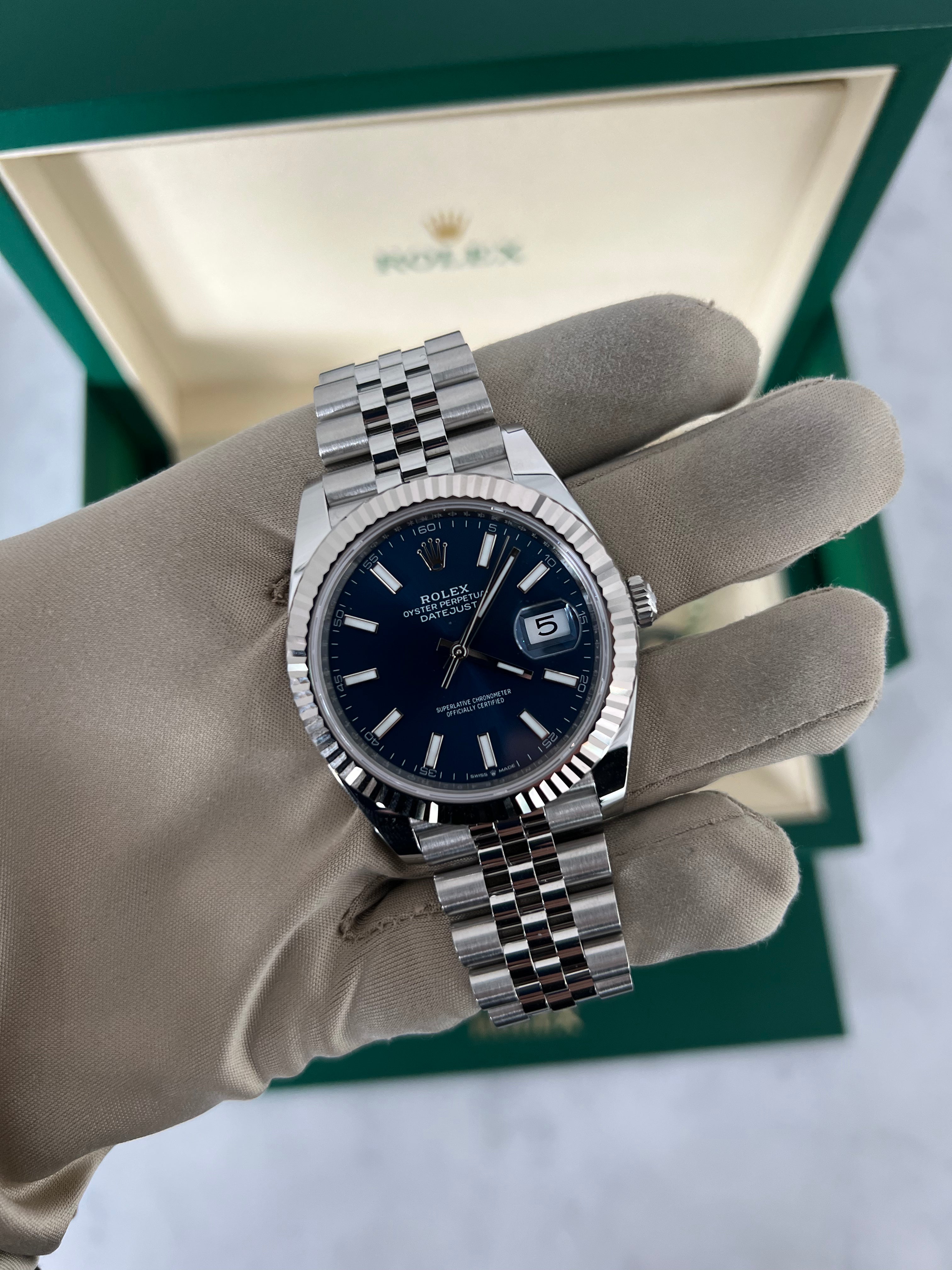 Rolex Datejust Stainless Steel Blue Stick Dial Jubilee Bracelet 41mm 126334/2026