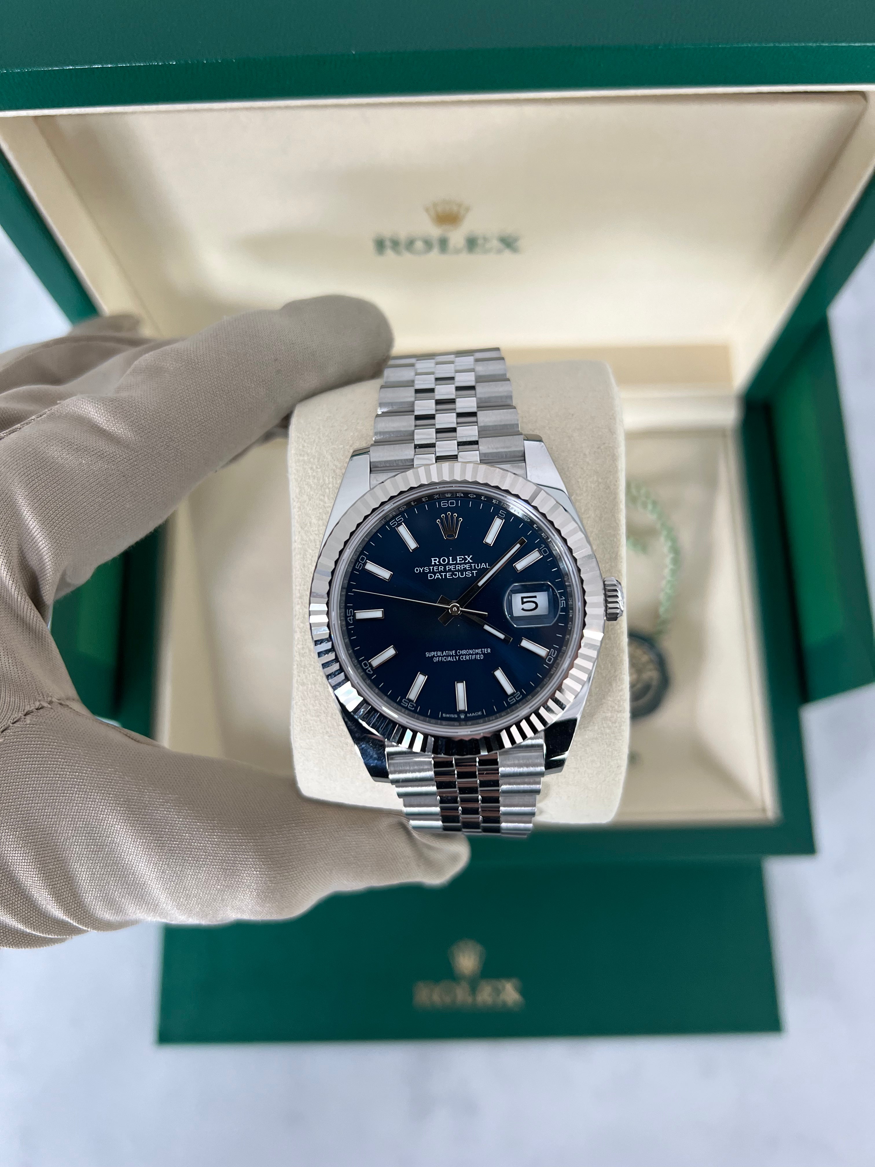 Rolex Datejust Stainless Steel Blue Stick Dial Jubilee Bracelet 41mm 126334/2026