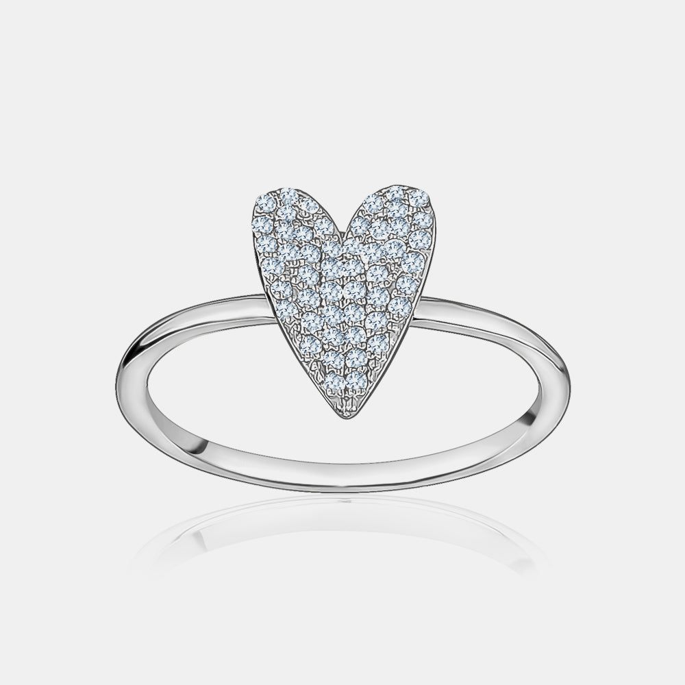 Elongated Diamond Heart Ring