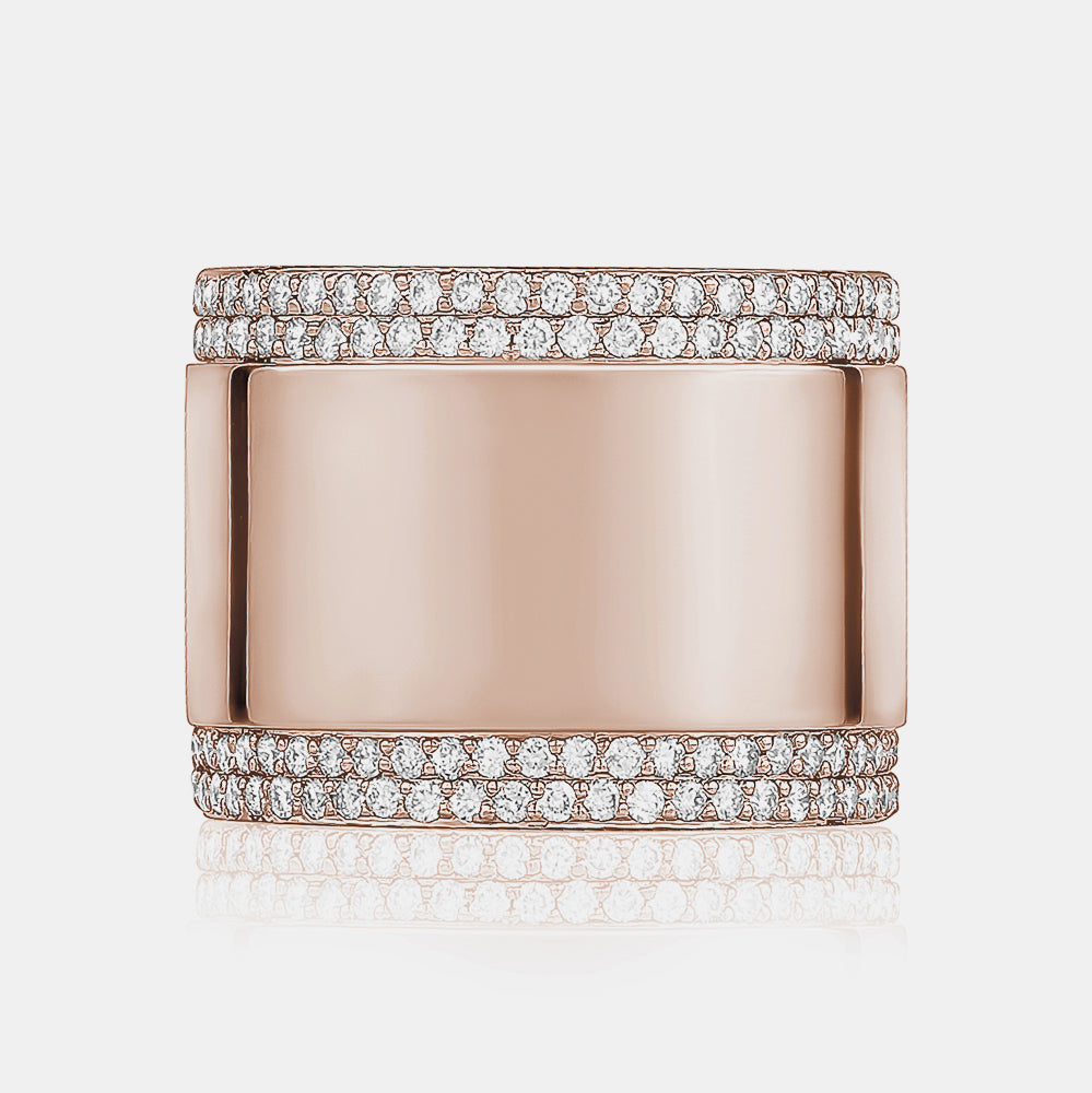 Diamond Border Cigar Band - 14K Rose Gold