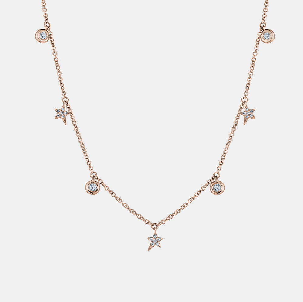 Dangling Diamond Bezel Star Necklace