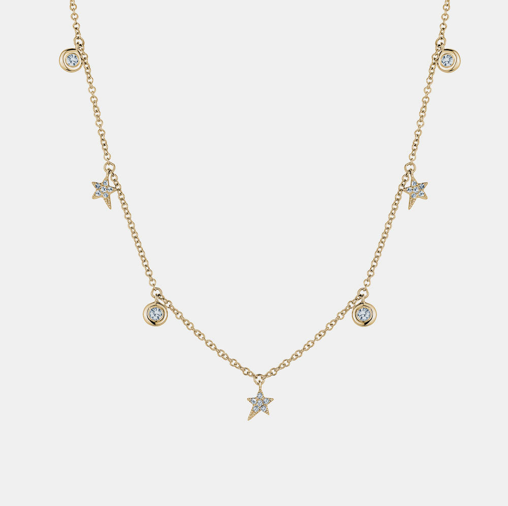 Dangling Diamond Bezel Star Necklace