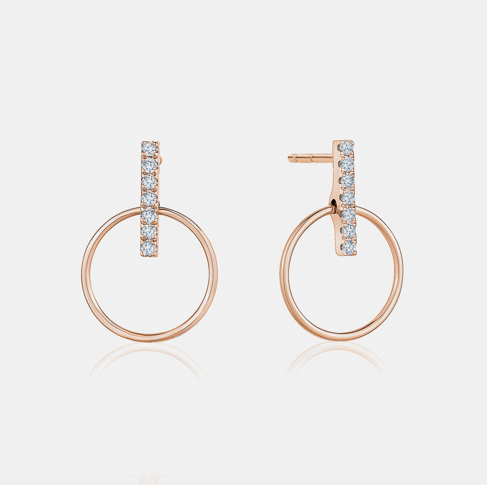 Diamond Bar Circular Earrings