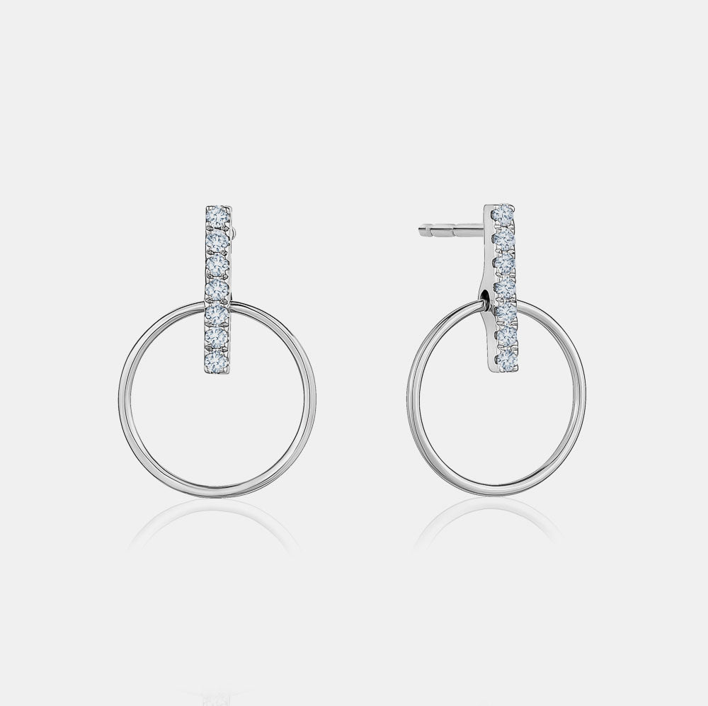 Diamond Bar Circular Earrings