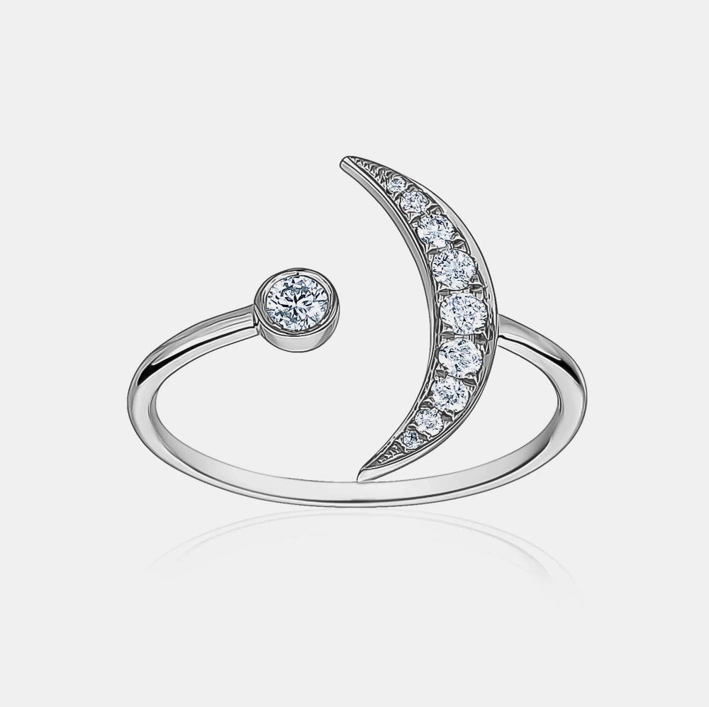 Diamond Crescent Moon Ring
