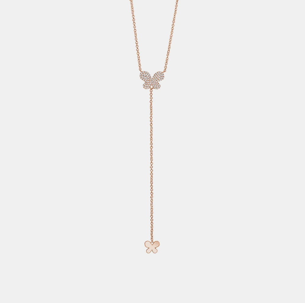 Diamond Butterfly Lariat Necklace