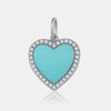 Breloque de Coeur Turquoise avec Diamants