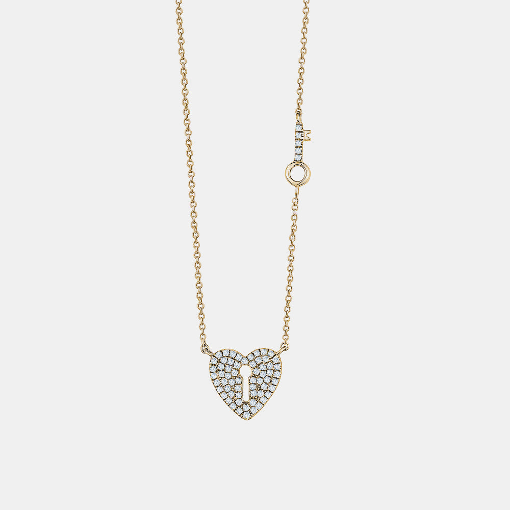 Pavé Heart and Key Necklace