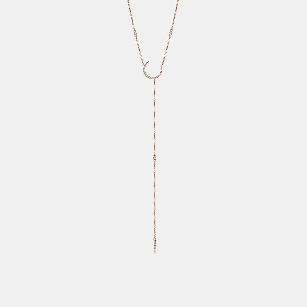 Diamond Half Moon Lariat Necklace