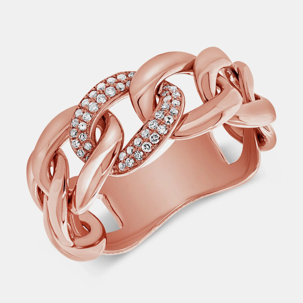 Diamond Chain Ring - 14K Rose Gold