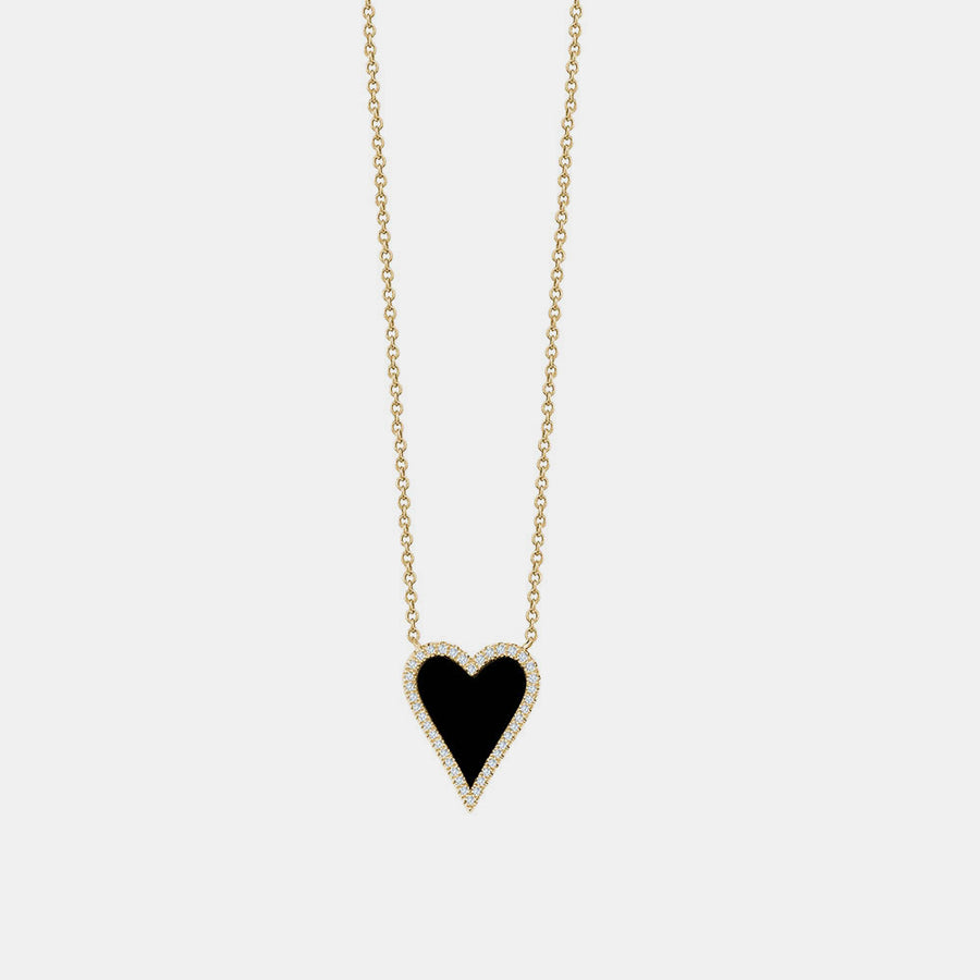 Collier de Coeur Pointu Noir en Diamant