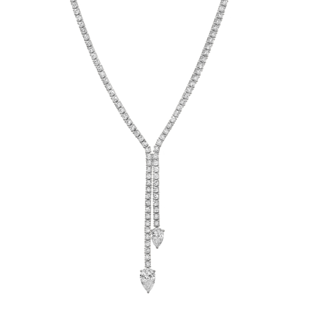 The Everly Pear Lariat - 14k White gold