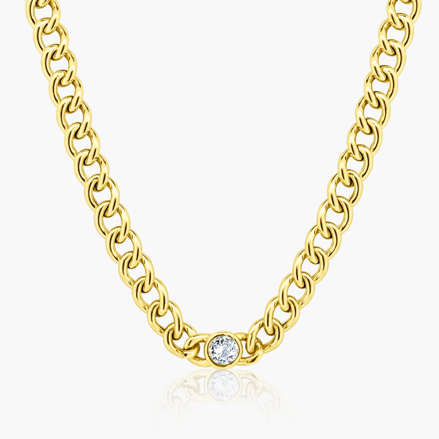 Collier à maillons en chaîne avec lunette ronde
