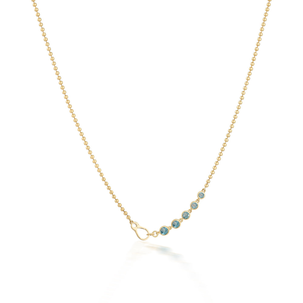 The Blue Topaz Bezel Necklace - 14K Yellow Gold