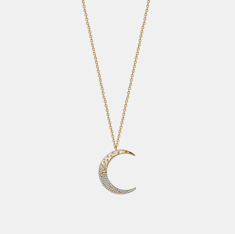 Mega Diamond Half Moon Necklace