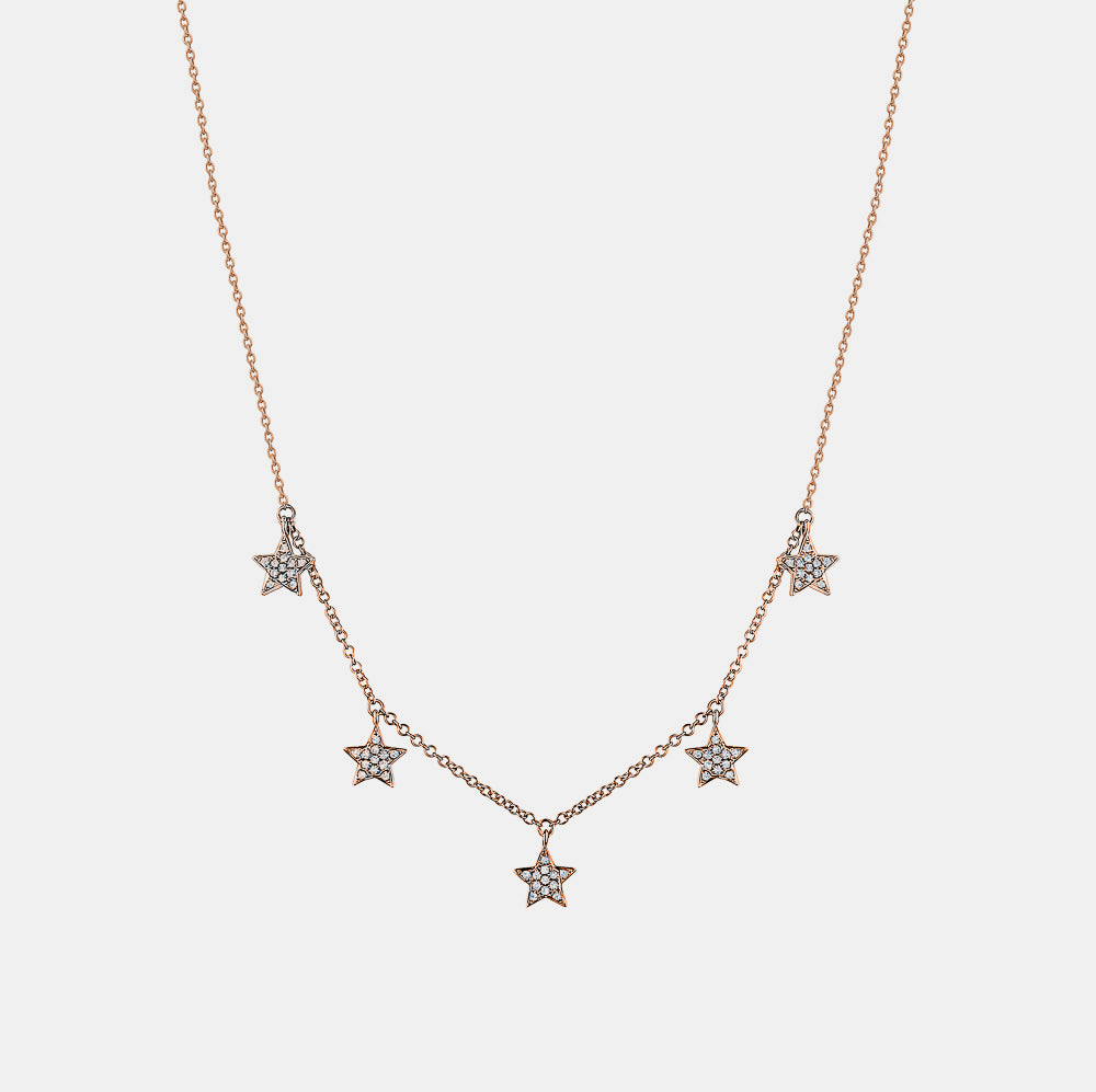 Multiple Dangling Diamond Star Necklace
