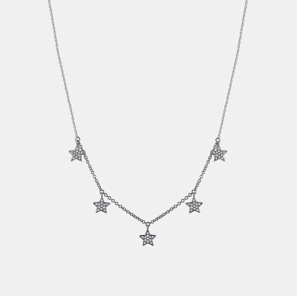 Multiple Dangling Diamond Star Necklace