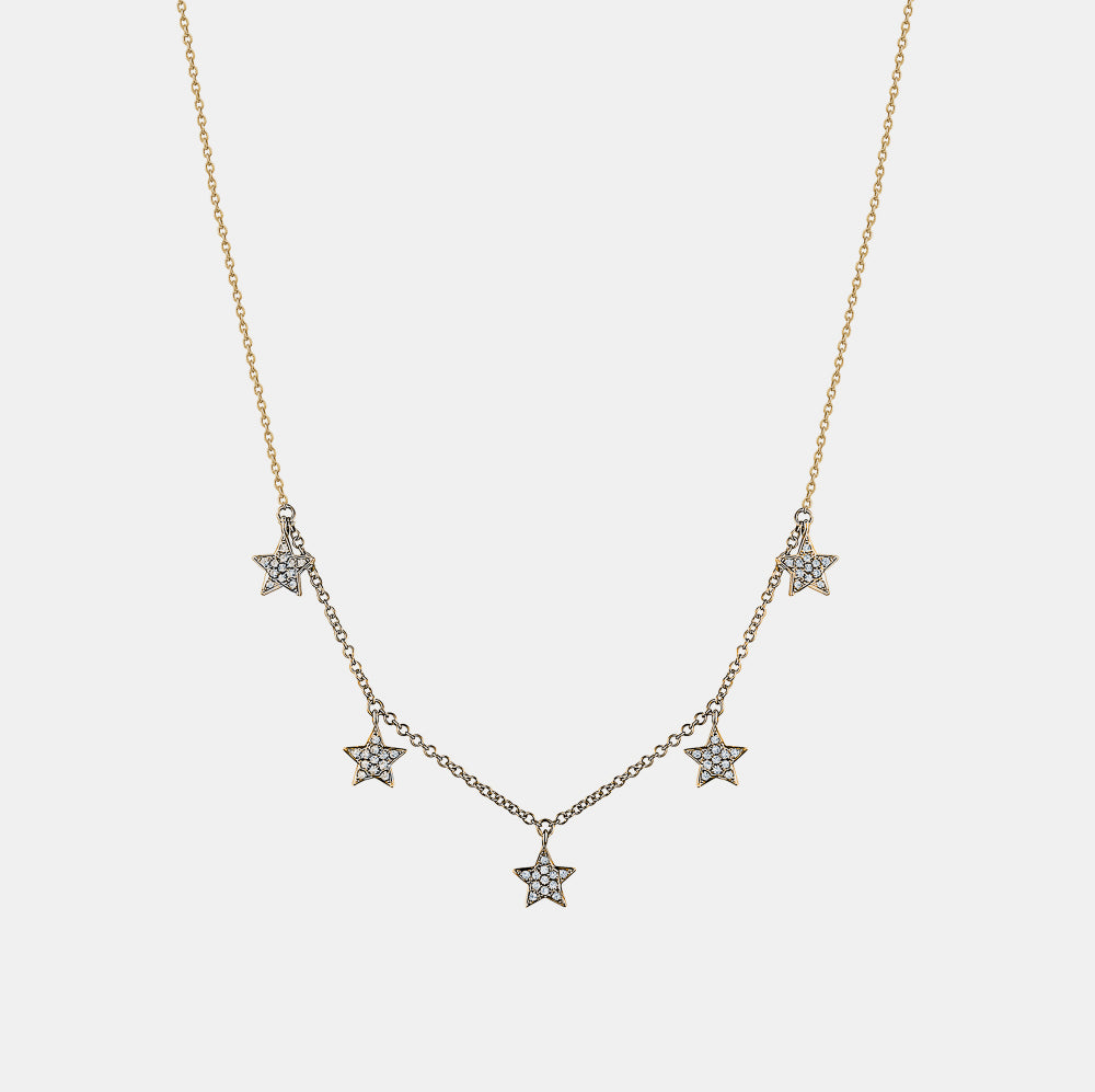 Multiple Dangling Diamond Star Necklace