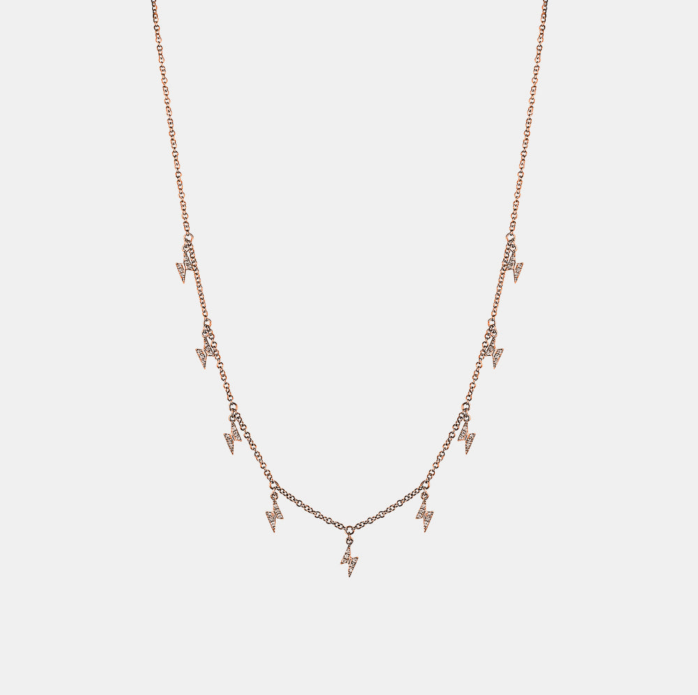 Dangling Diamond Lightning Bolts Necklace