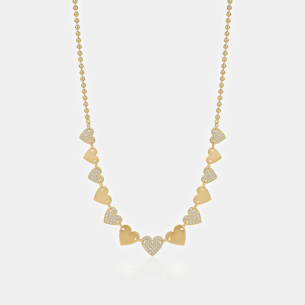 Diamond Beaded Pave Heart Necklace