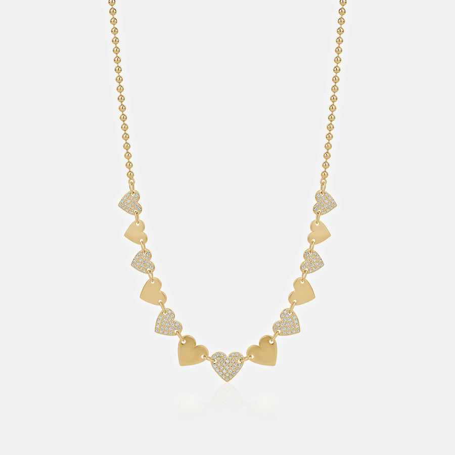 Collier de perles en forme de cœur de diamant