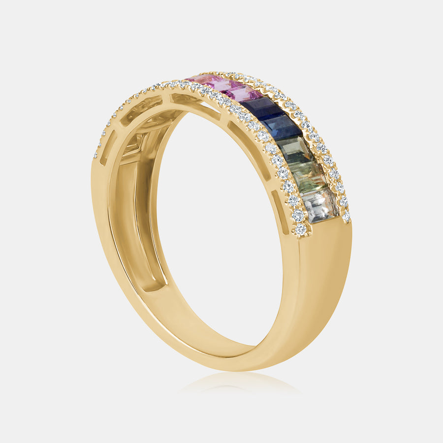 Bague en pierre baguette colorée
