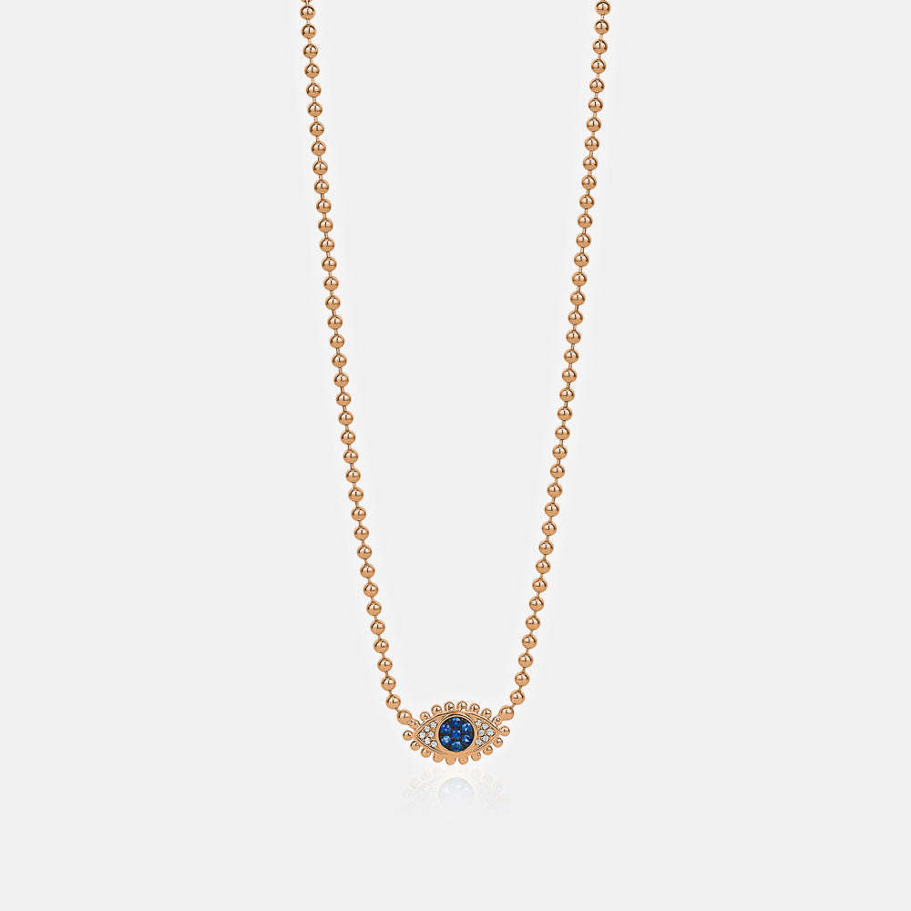 Diamond Sapphire Evil Eye Beaded Necklace