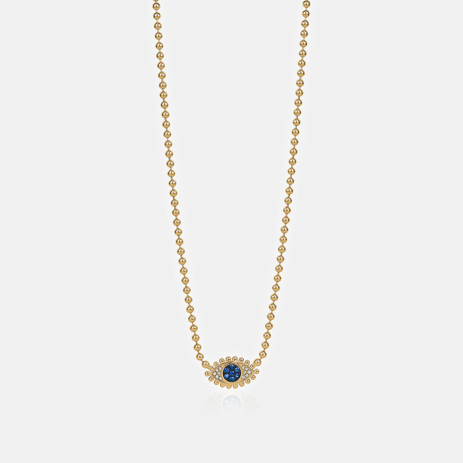 Collier de perles en diamant et saphir Oeil maléfique