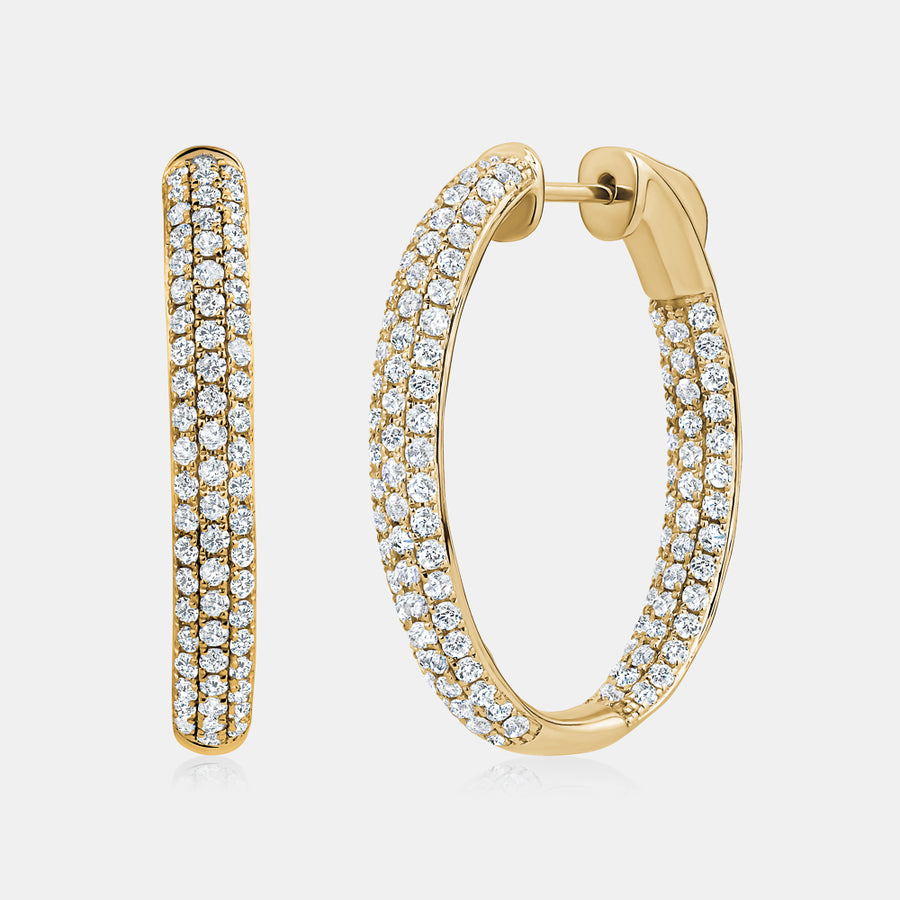 Boucles d'oreilles à trois rangs de micro-perles