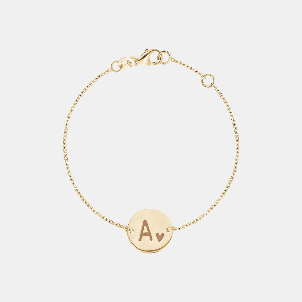 Personalized Initial Gold Disc Bracelet