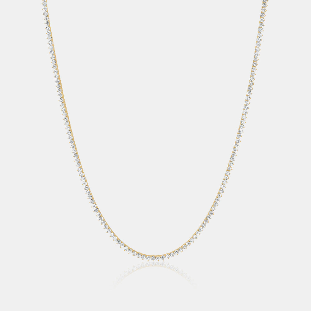 0.03ct 3 Prong Lab Grown Diamond Tennis Necklace - 14K Yellow Gold