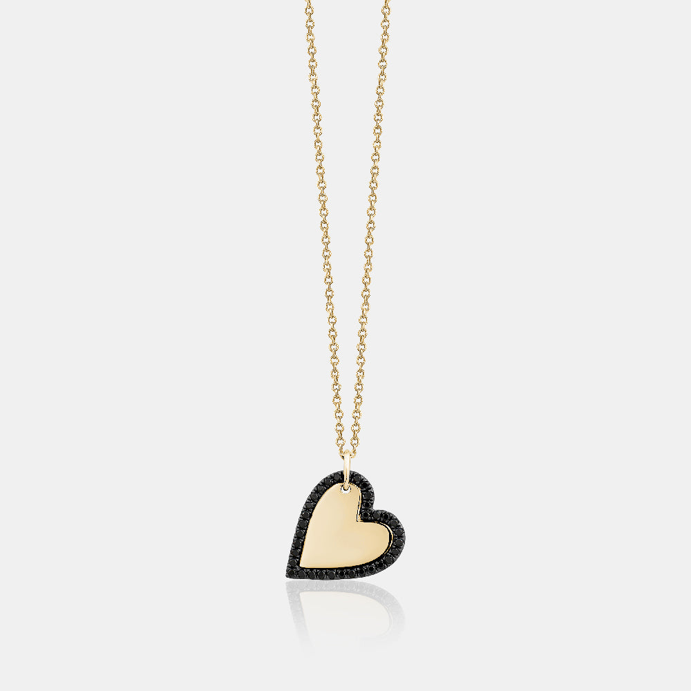 Black Diamond Border Heart Necklace
