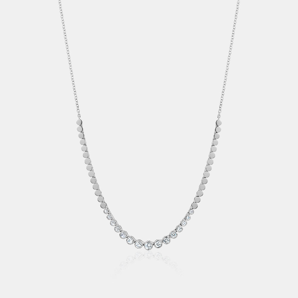 Graduated Bezel Set Diamond Necklace