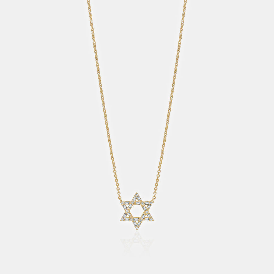 Collier étoile de David à diamants baguettes