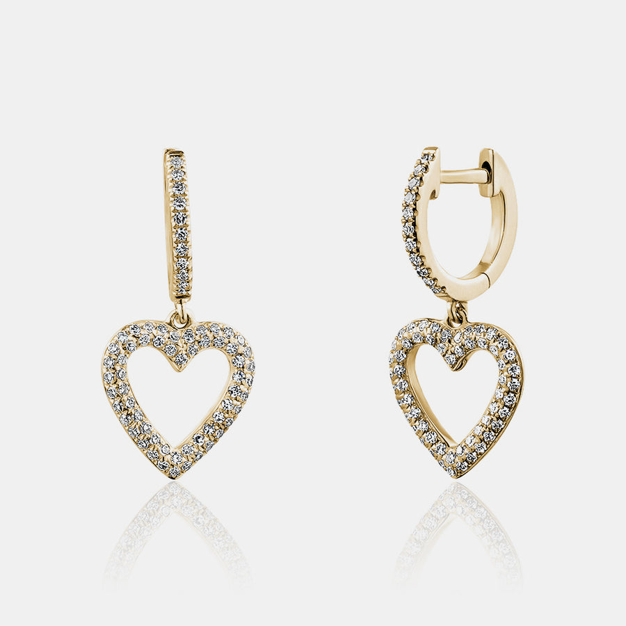 Porte-bonheur à cœur ouvert avec diamant en pampille