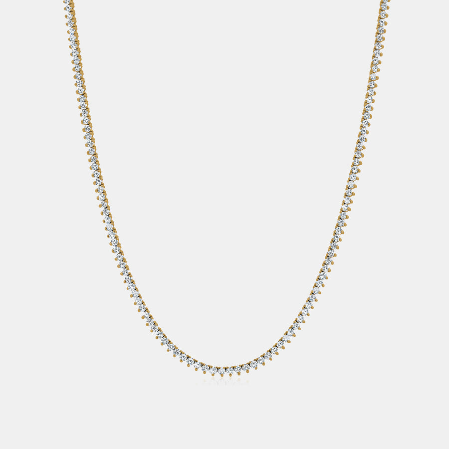 Three Prong Natural Diamond Tennis Necklace