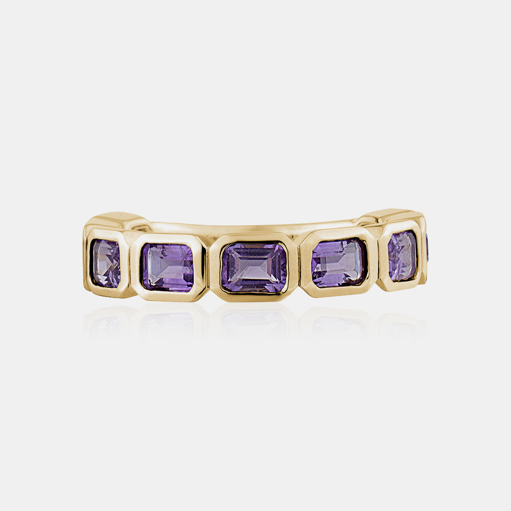 Amethyst Emerald Shape Ring