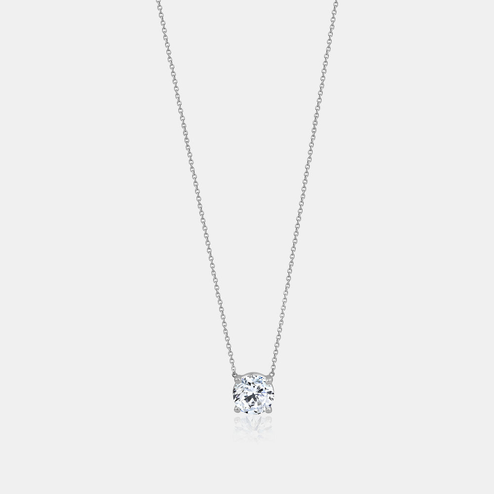 Lab Grown Floating Solitaire Necklace - 14K White Gold