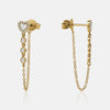 Boucles d'oreilles en chaîne en forme de cœur bordé de diamants