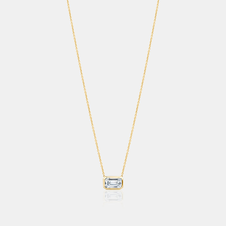 Lab Grown Diamond Bezel Emerald Necklace