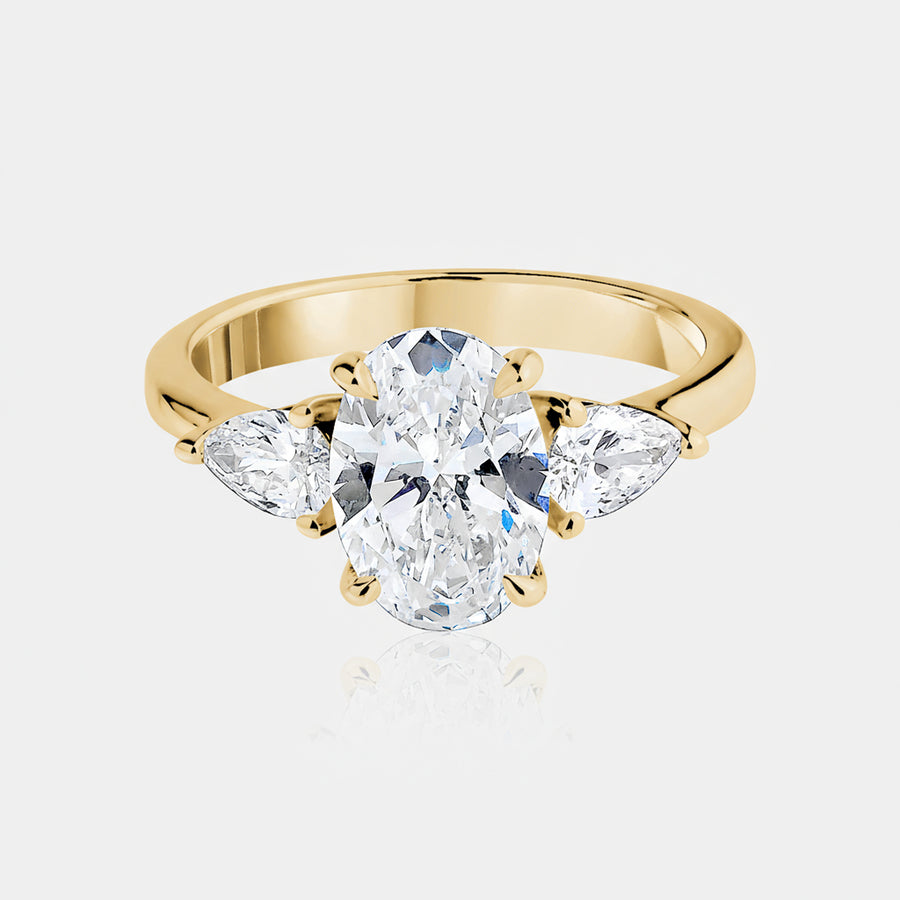 2.00ct Oval Lab Diamond Three Stone with Pears