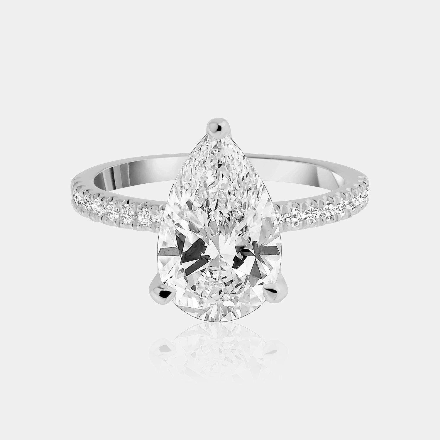 3ct Pear Shape with Pavé band Lab Diamond Ring