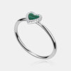 Bague à cœur en malachite avec bordure de diamants