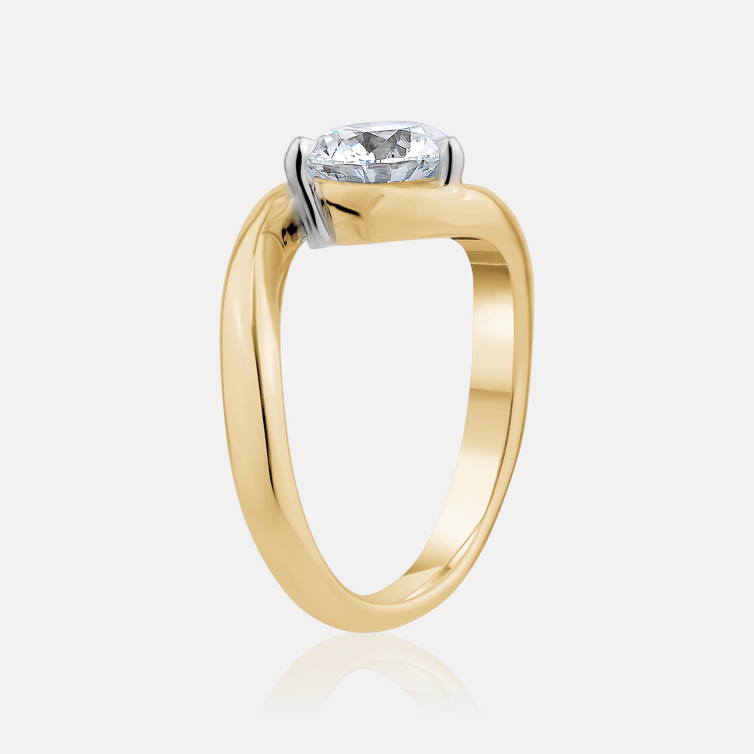 1.00ct Round Wavy Lab Diamond Ring
