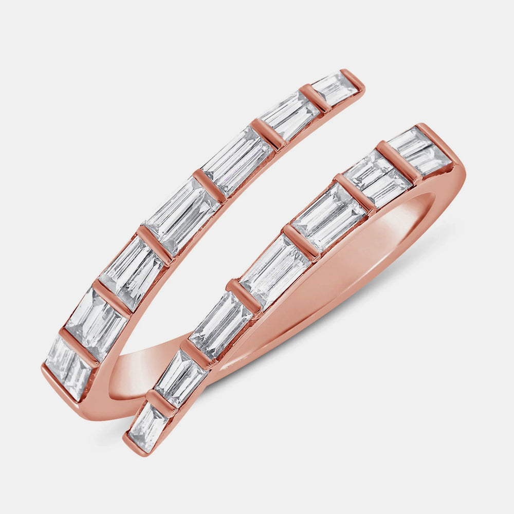Diamond Baguette Wrap Ring - 14K Rose Gold
