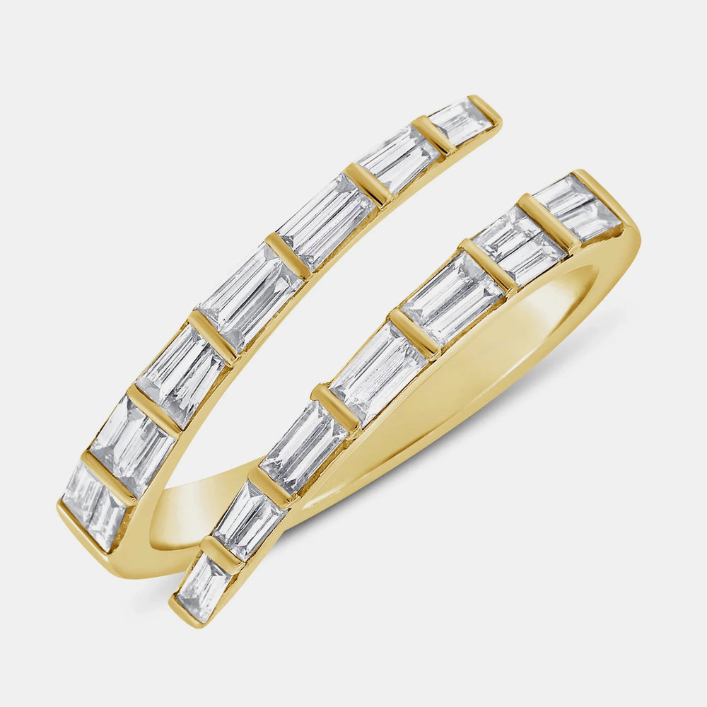 Diamond Baguette Wrap Ring - 14K Yellow Gold