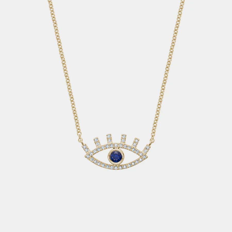 Collier Mauvais Oeil avec Cils en Diamants 